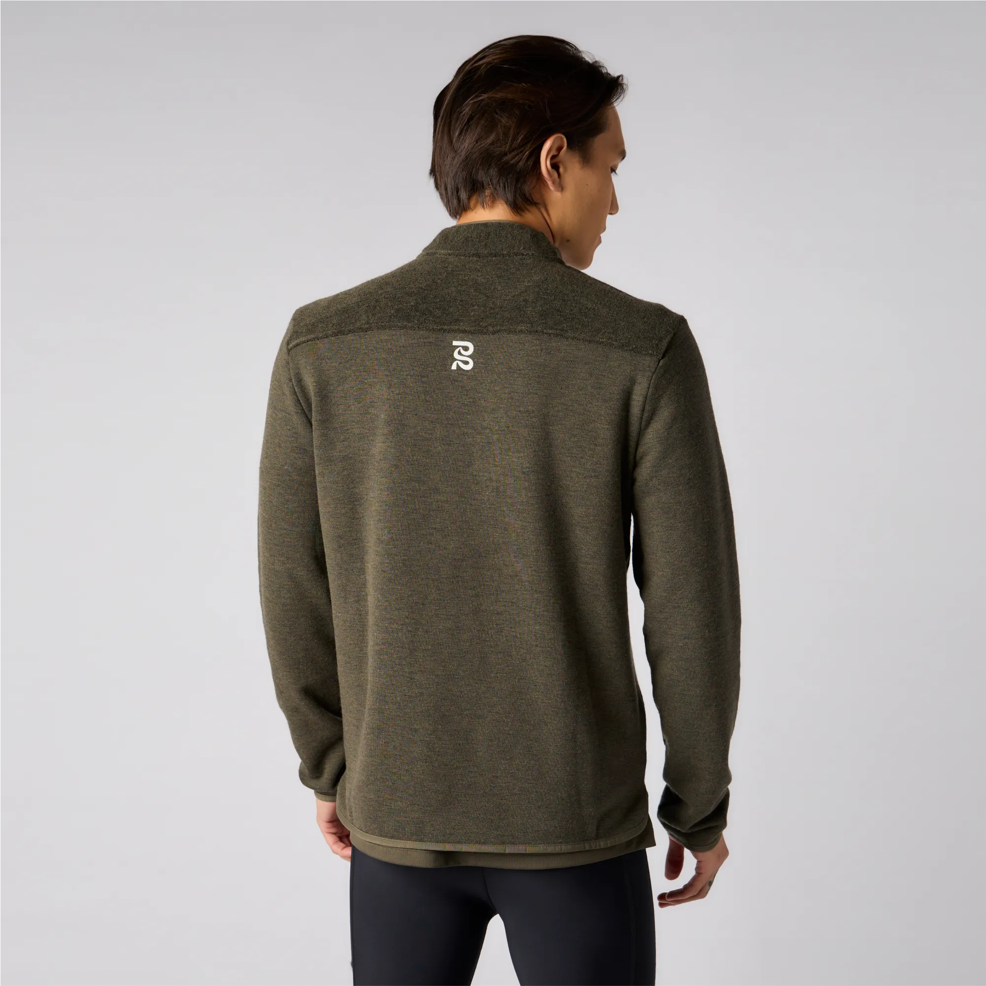 Wool Terry Quarter Zip Pullover - Men's, Olive