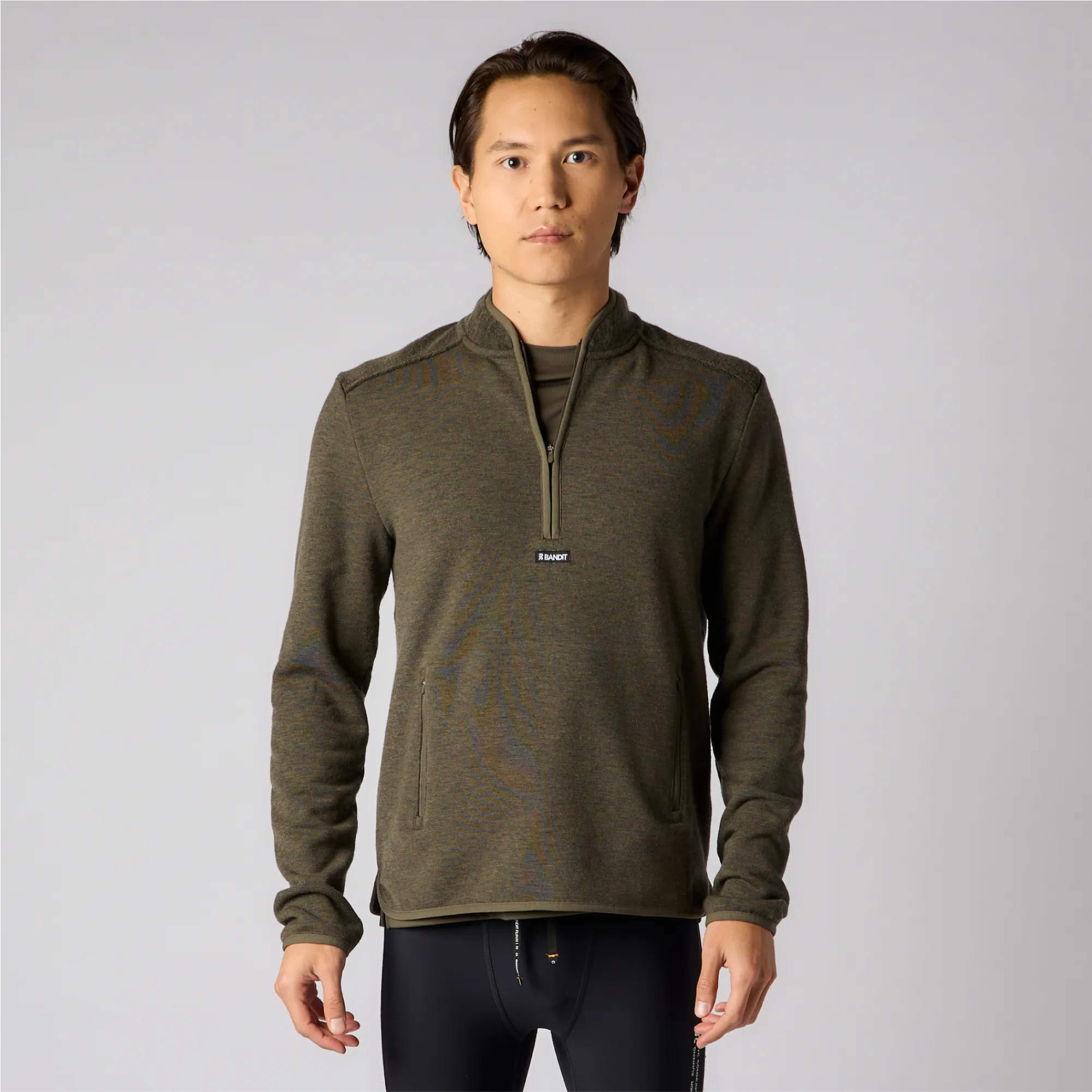 Wool Terry Quarter Zip Pullover - Men's, Olive