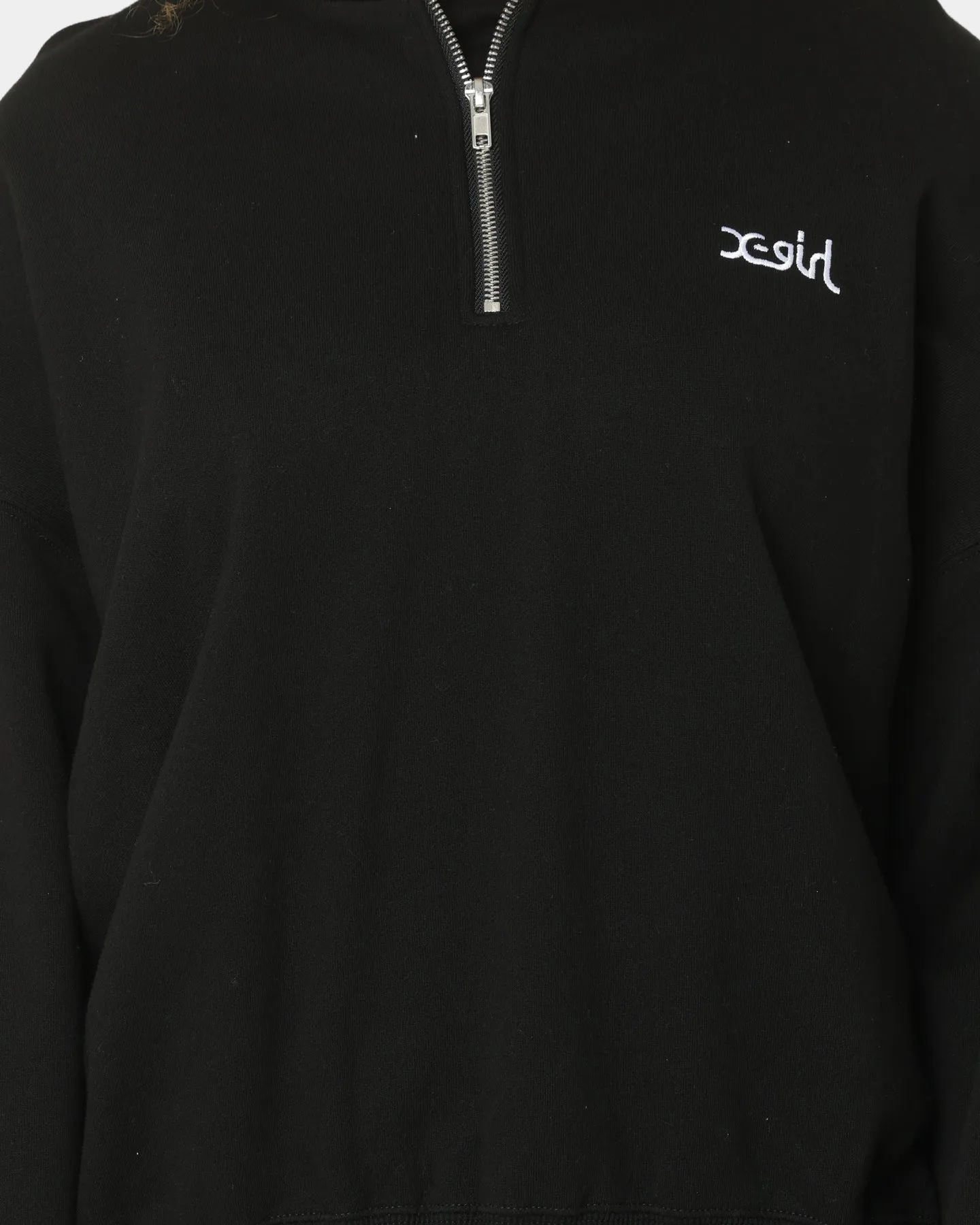 X-Girl Women's Mills Logo Quarter Zip Sweatshirt Black