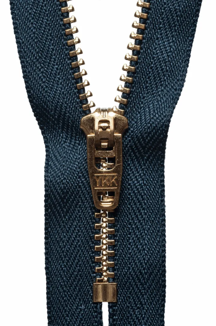 YKK Jeans Brass Metal Closed End Nylon Zip